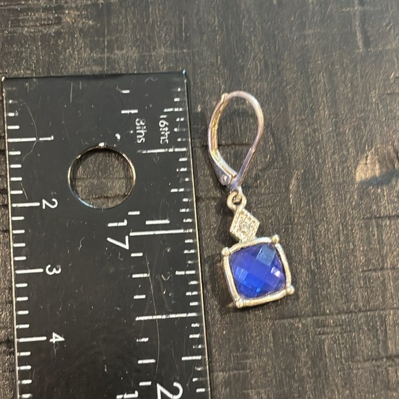 NRT Signed Silver Tone Blue Rhinestone Pendant Necklace & Earrings Jewelry Set - Picture 6 of 8